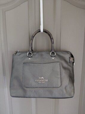 Coach Metallic Gray Leather Satchel